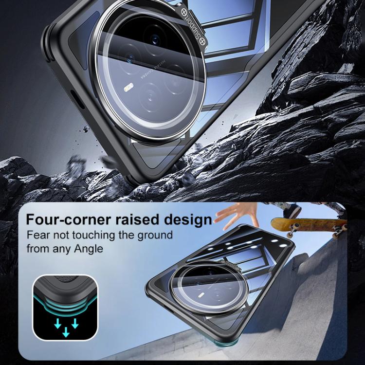 For Honor Magic7 Blade Transparent Full Coverage Lens Holder Shockproof Phone Case - Graphite Black