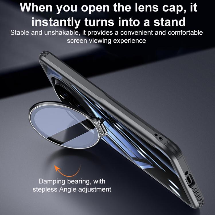For Honor Magic7 Blade Transparent Full Coverage Lens Holder Shockproof Phone Case - Graphite Black