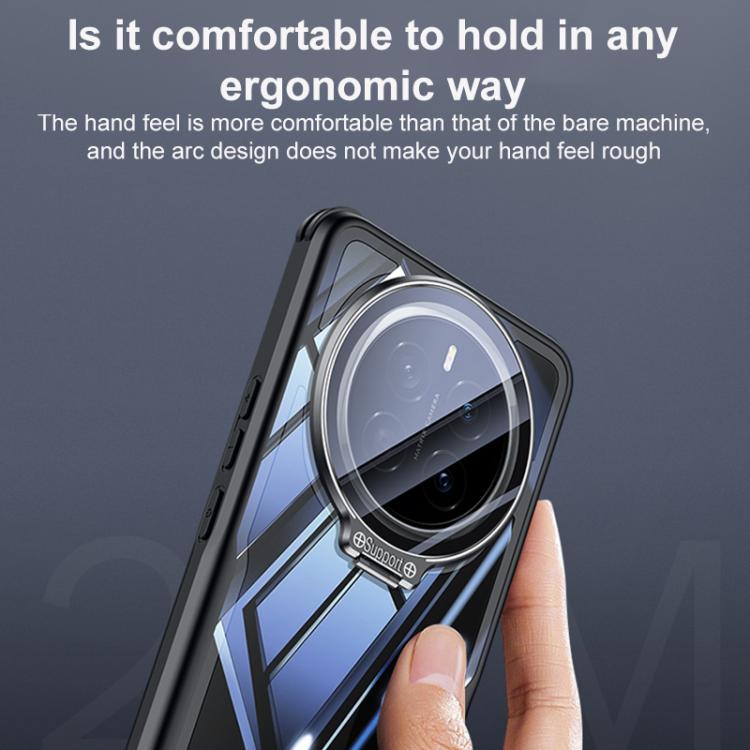 For Honor Magic7 Blade Transparent Full Coverage Lens Holder Shockproof Phone Case - Graphite Black