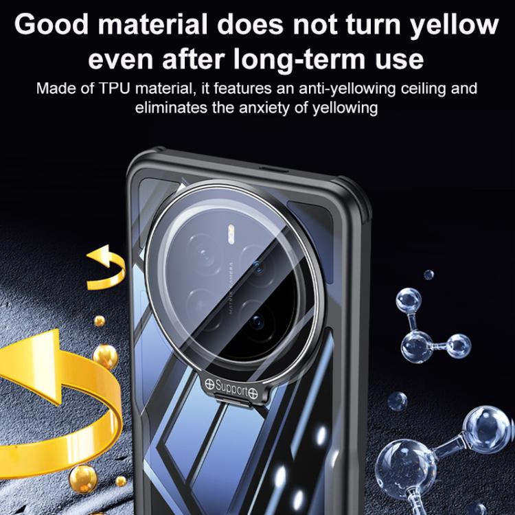 For Honor Magic7 Pro Blade Transparent Full Coverage Lens Holder Shockproof Phone Case - Graphite Black