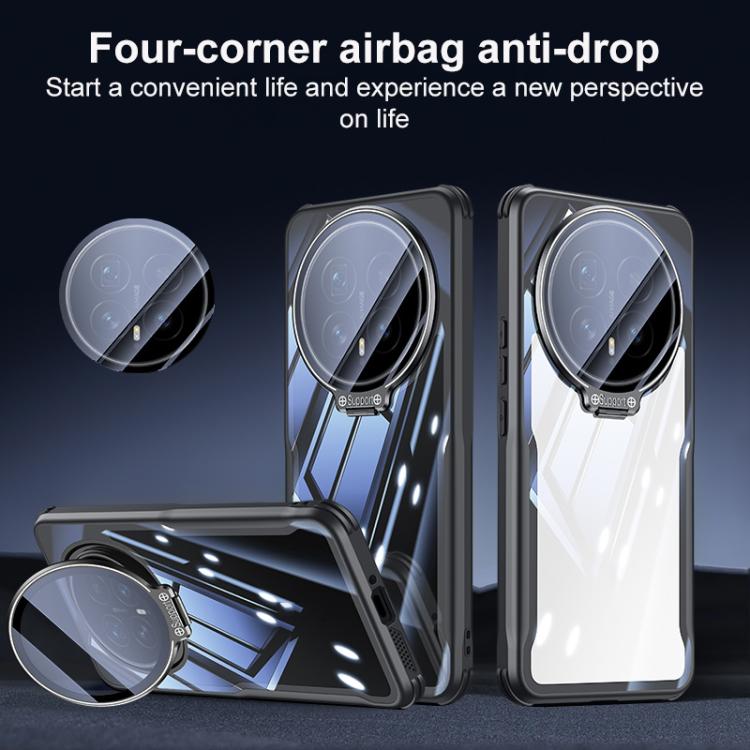 For Honor Magic8 Pro Blade Transparent Full Coverage Lens Holder Shockproof Phone Case - Graphite Black