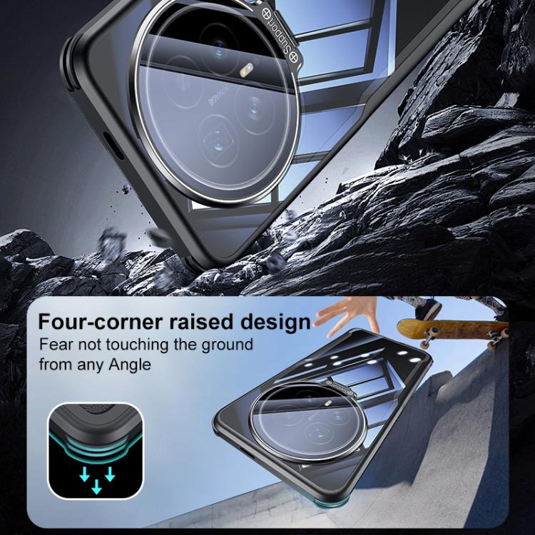 For Honor Magic8 Pro Blade Transparent Full Coverage Lens Holder Shockproof Phone Case - Graphite Black