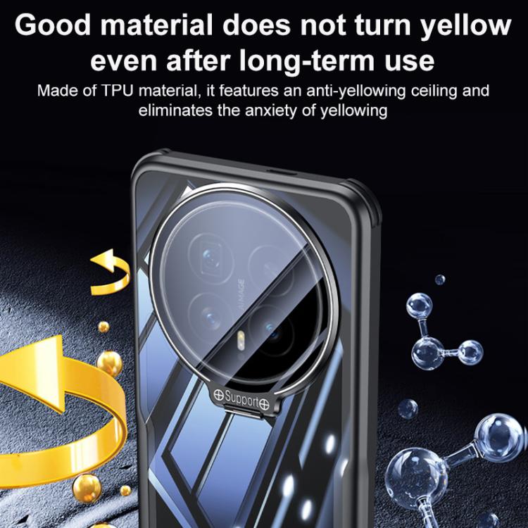 For Honor Magic8 Pro Blade Transparent Full Coverage Lens Holder Shockproof Phone Case - Graphite Black