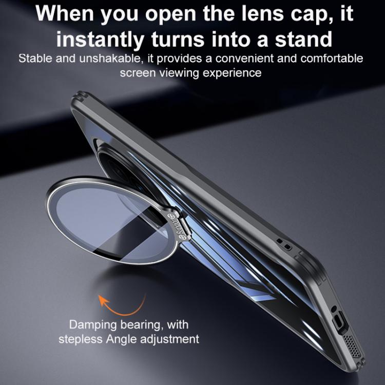 For Honor Magic8 Blade Transparent Full Coverage Lens Holder Shockproof Phone Case - Graphite Black