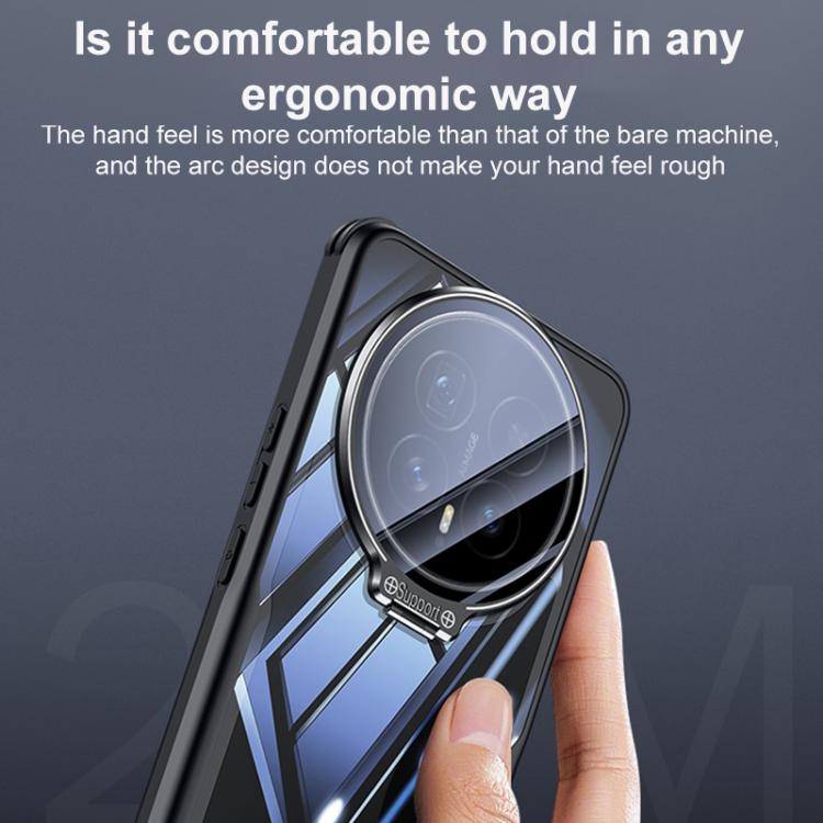 For Honor Magic8 Blade Transparent Full Coverage Lens Holder Shockproof Phone Case - Graphite Black
