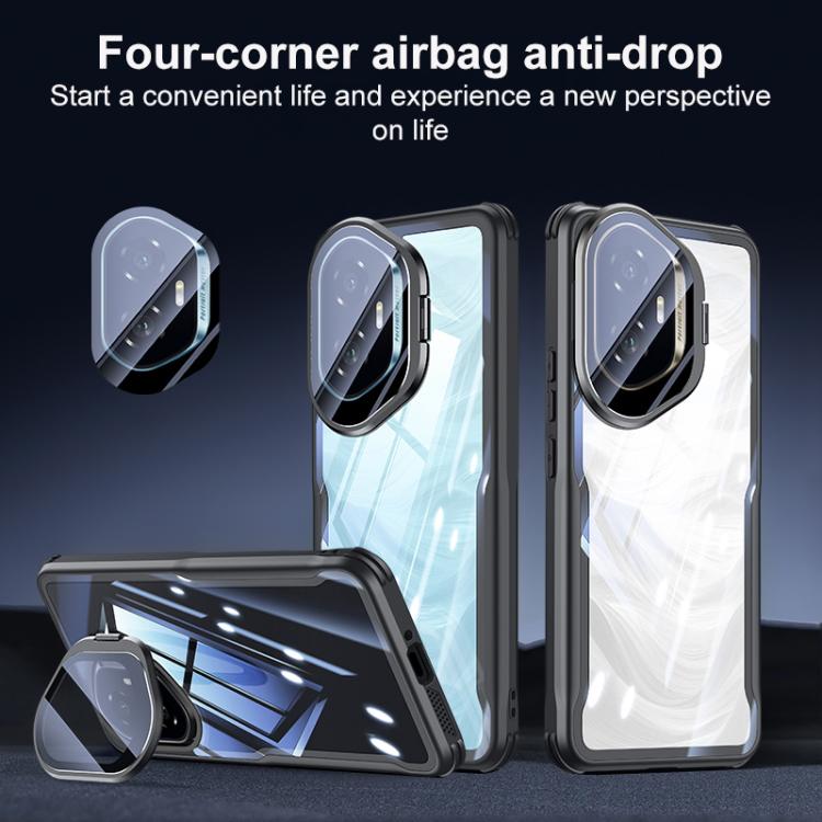 For Honor 300 Blade Transparent Full Coverage Lens Holder Shockproof Phone Case - Graphite Black