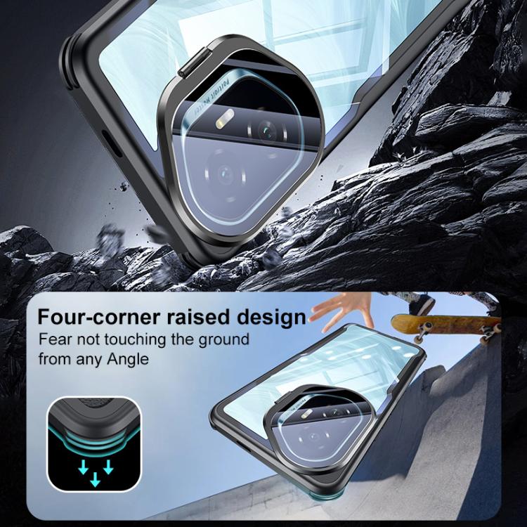 For Honor 300 Blade Transparent Full Coverage Lens Holder Shockproof Phone Case - Graphite Black
