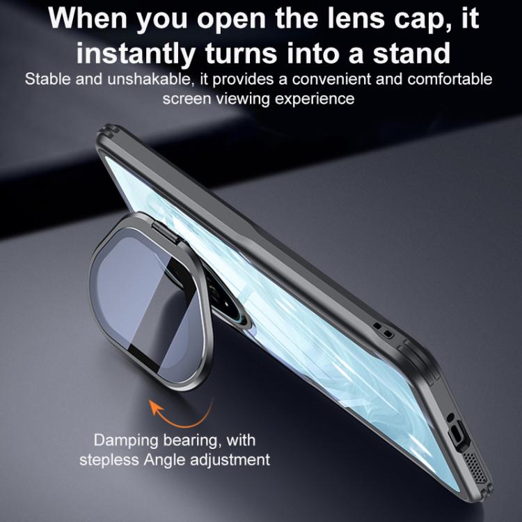 For Honor 300 Pro Blade Transparent Full Coverage Lens Holder Shockproof Phone Case - Graphite Black