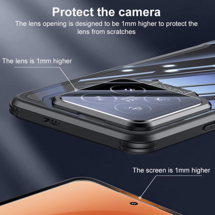 For Xiaomi 15 Pro Blade Transparent Full Coverage Lens Holder Shockproof Phone Case - Graphite Black