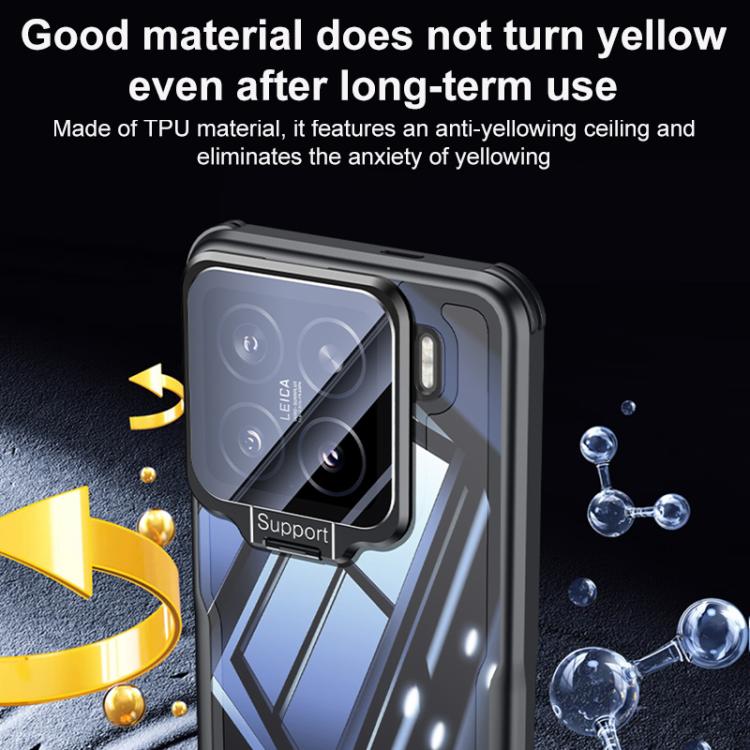 For Xiaomi 15 Ultra Blade Transparent Full Coverage Lens Holder Shockproof Phone Case - Graphite Black