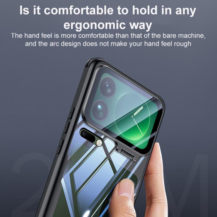 For Xiaomi 17 Ultra Blade Transparent Full Coverage Lens Holder Shockproof Phone Case - Graphite Black