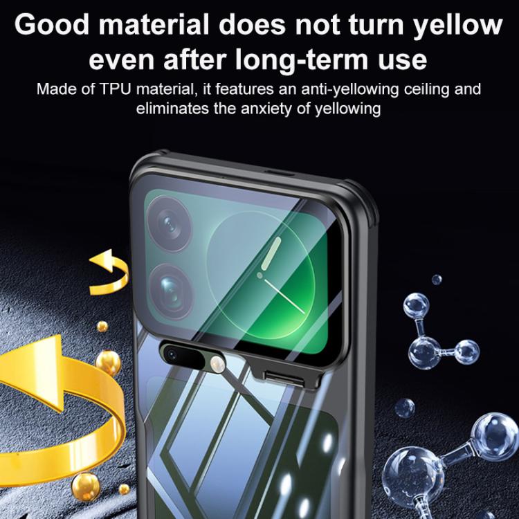 For Xiaomi 17 Pro Max Blade Transparent Full Coverage Lens Holder Shockproof Phone Case - Graphite Black