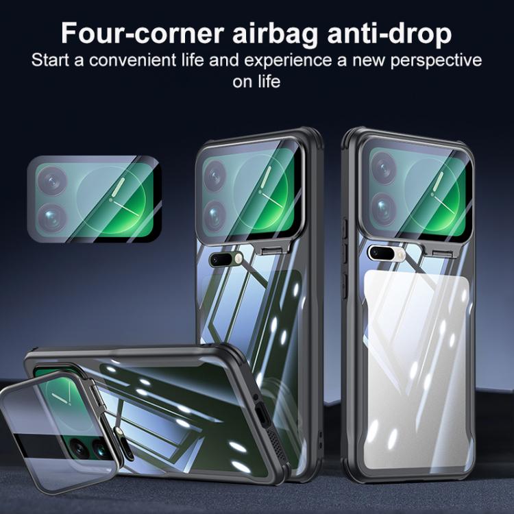 For Xiaomi 17 Blade Transparent Full Coverage Lens Holder Shockproof Phone Case - Graphite Black