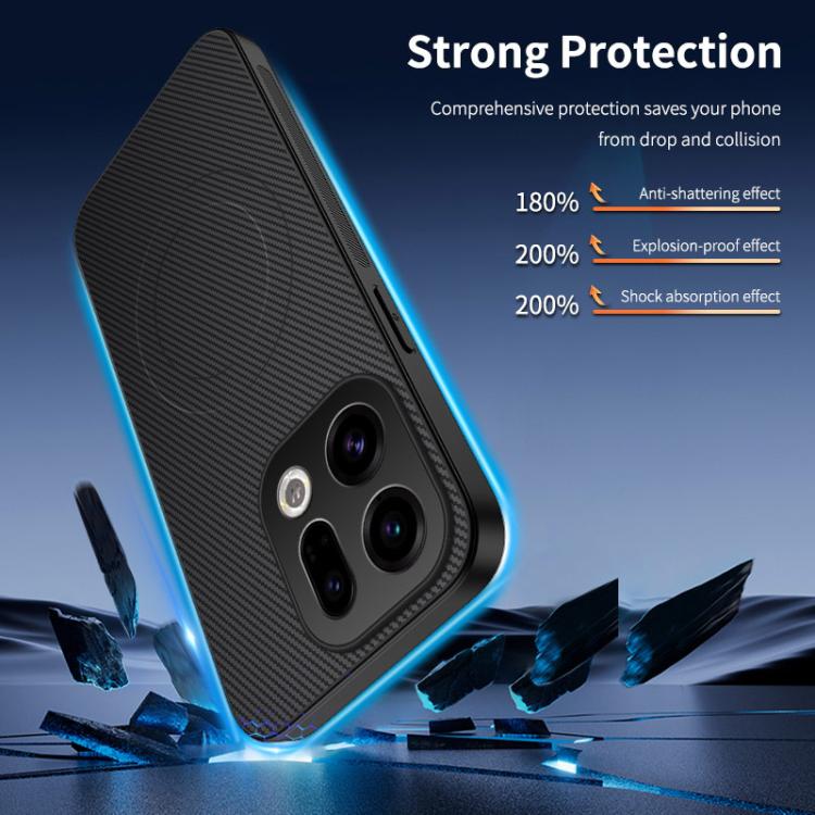 For OPPO Find X9 5G WANLONFENG TQ Series Magnetic Carbon Fiber Texture PC Hybrid TPU Phone Case