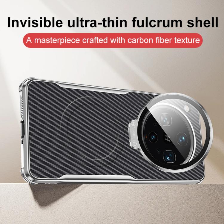 For OPPO Find X8 Ultra Carbon Fiber Textured Electroplated Lens Holder Magnetic Phone Case