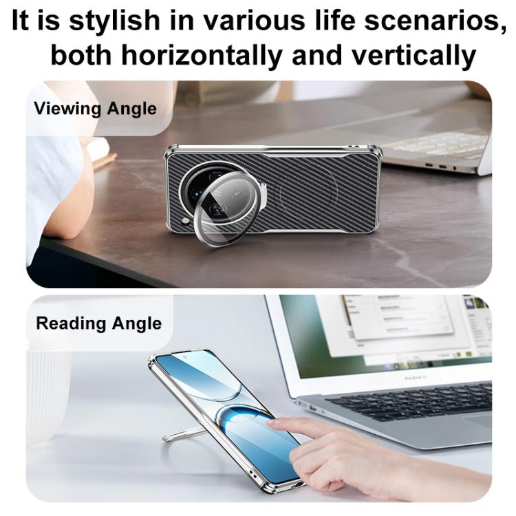 For OPPO Find X8 Ultra Carbon Fiber Textured Electroplated Lens Holder Magnetic Phone Case