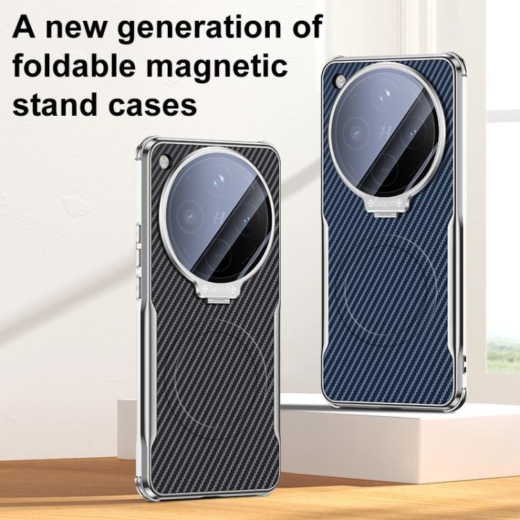 For OPPO Find X8 Carbon Fiber Textured Electroplated Lens Holder Magnetic Phone Case