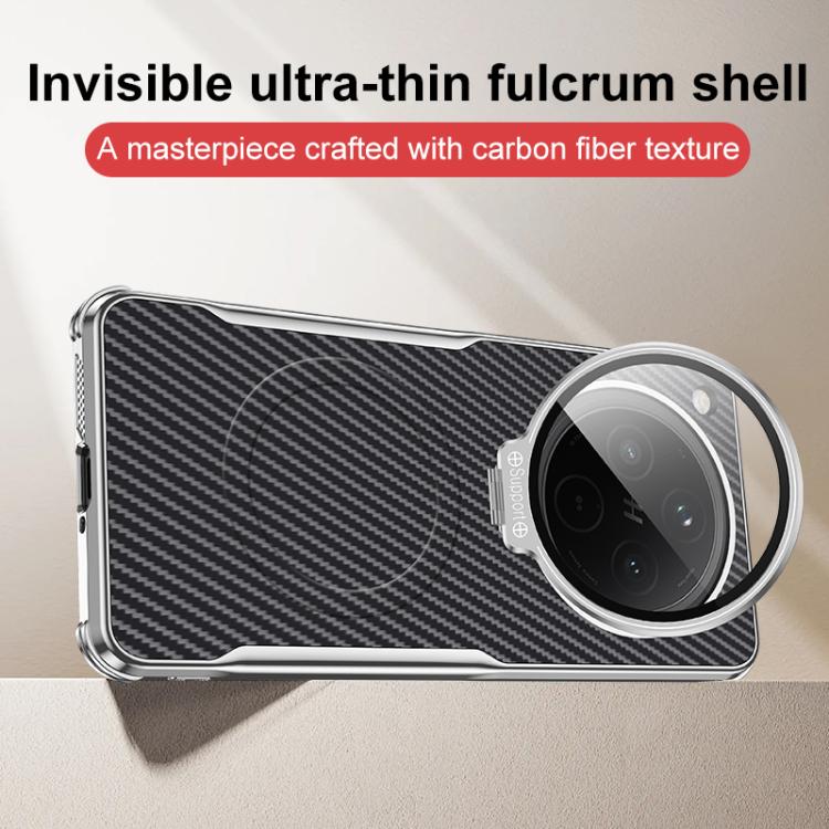 For OPPO Find X8 Carbon Fiber Textured Electroplated Lens Holder Magnetic Phone Case
