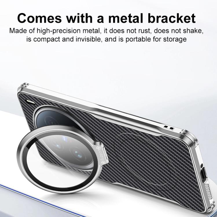 For vivo X100 Carbon Fiber Textured Electroplated Lens Holder Magnetic Phone Case