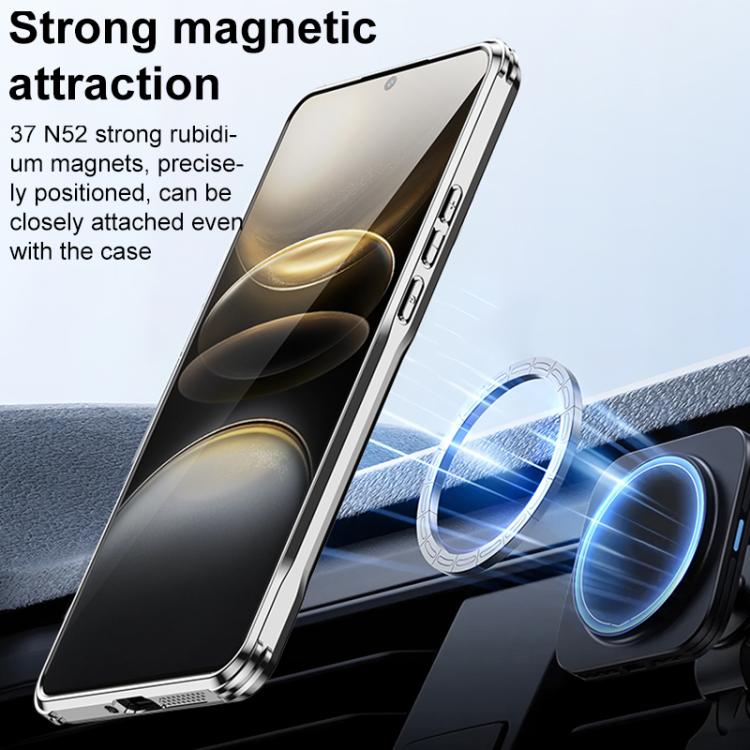 For vivo X100s Carbon Fiber Textured Electroplated Lens Holder Magnetic Phone Case