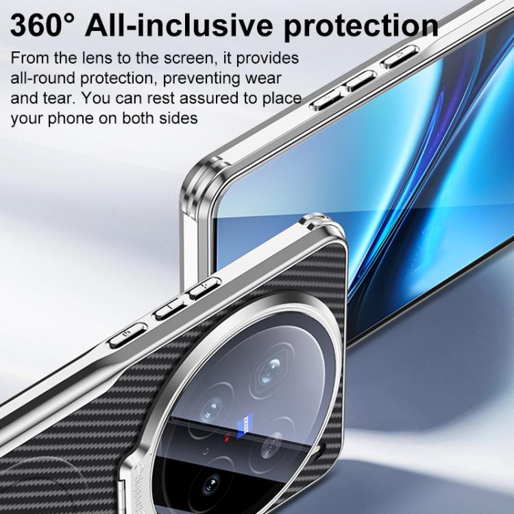 For vivo X200 Pro mini Carbon Fiber Textured Electroplated Lens Holder Magnetic Phone Case