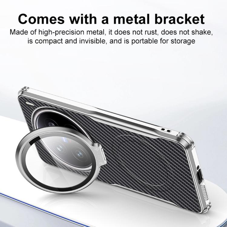For vivo X200 Pro mini Carbon Fiber Textured Electroplated Lens Holder Magnetic Phone Case