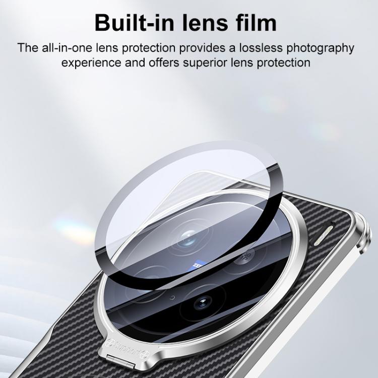 For vivo X200 Pro mini Carbon Fiber Textured Electroplated Lens Holder Magnetic Phone Case