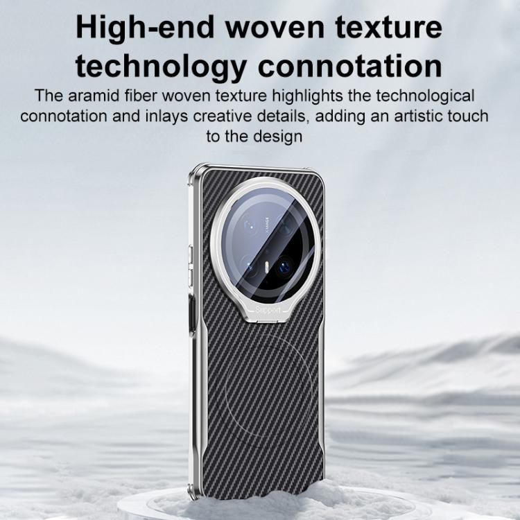 For Huawei Mate 60 Carbon Fiber Textured Electroplated Lens Holder Magnetic Phone Case