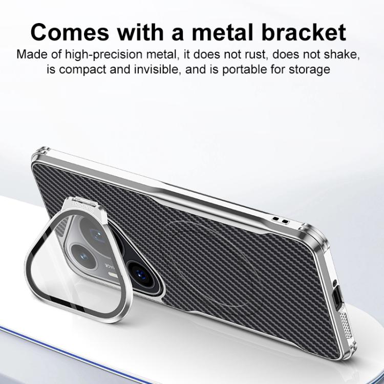 For Huawei Pura 70 Carbon Fiber Textured Electroplated Lens Holder Magnetic Phone Case