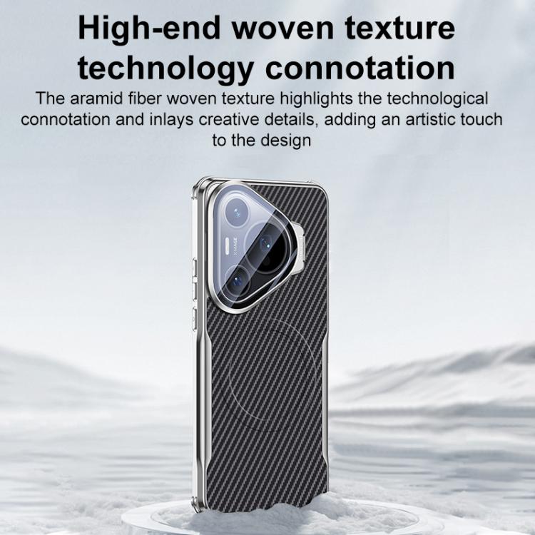 For Huawei Pura 70 Carbon Fiber Textured Electroplated Lens Holder Magnetic Phone Case