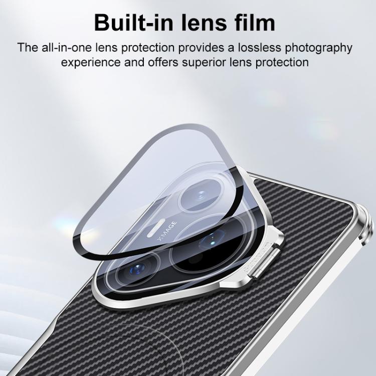 For Huawei Pura 70 Pro Carbon Fiber Textured Electroplated Lens Holder Magnetic Phone Case