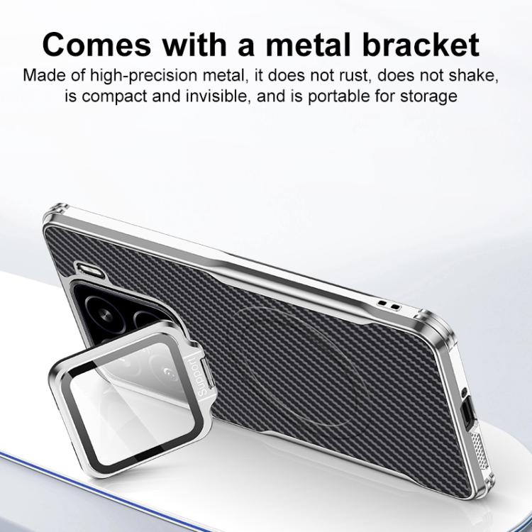 For Xiaomi 15 Pro Carbon Fiber Textured Electroplated Lens Holder Magnetic Phone Case