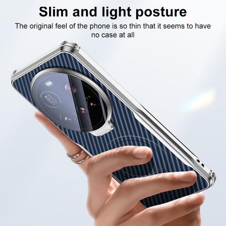 For Xiaomi 15 Ultra Carbon Fiber Textured Electroplated Lens Holder Magnetic Phone Case