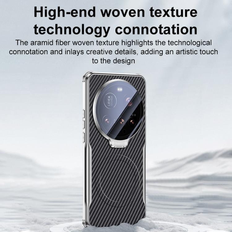 For Xiaomi 15 Ultra Carbon Fiber Textured Electroplated Lens Holder Magnetic Phone Case