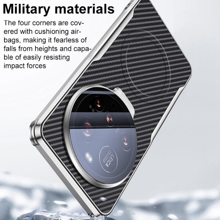 For Xiaomi 15 Ultra Carbon Fiber Textured Electroplated Lens Holder Magnetic Phone Case