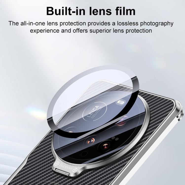 For Xiaomi 15 Ultra Carbon Fiber Textured Electroplated Lens Holder Magnetic Phone Case