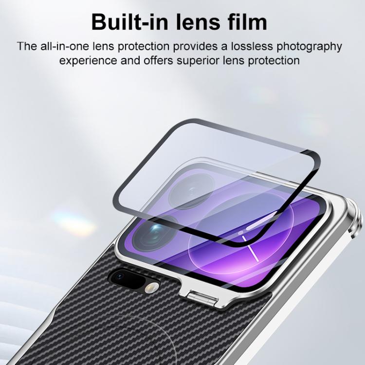 For Xiaomi 17 Pro Carbon Fiber Textured Electroplated Lens Holder Magnetic Phone Case