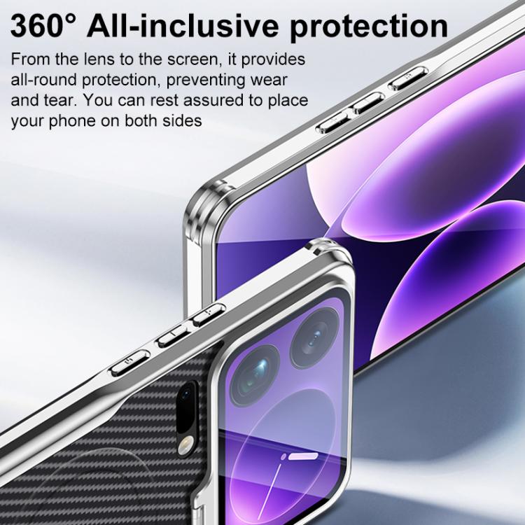 For Xiaomi 17 Pro Carbon Fiber Textured Electroplated Lens Holder Magnetic Phone Case