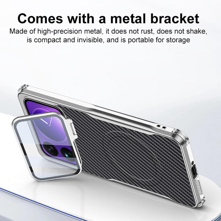 For Xiaomi 17 Pro Max Carbon Fiber Textured Electroplated Lens Holder Magnetic Phone Case