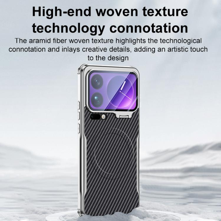 For Xiaomi 17 Pro Max Carbon Fiber Textured Electroplated Lens Holder Magnetic Phone Case