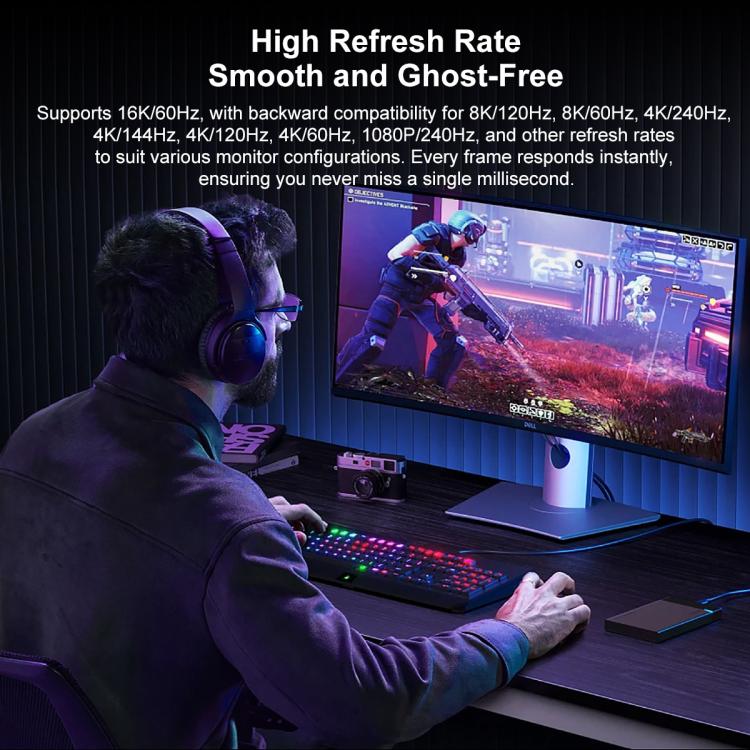 WG226 16K Ultra HD Type-C to DP 2.1 Display Cable Thunderbolt Adapter Cable No Logo, Length:1.5m - Black