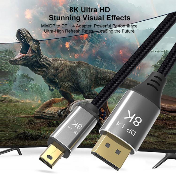 WG233 Mini DP to DP1.4 8K HD Video Adapter Cable, Length:2m - Black