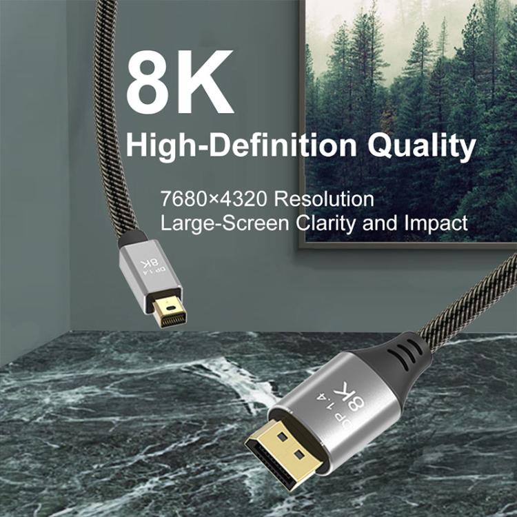 WG233 Mini DP to DP1.4 8K HD Video Adapter Cable, Length:2m - Black