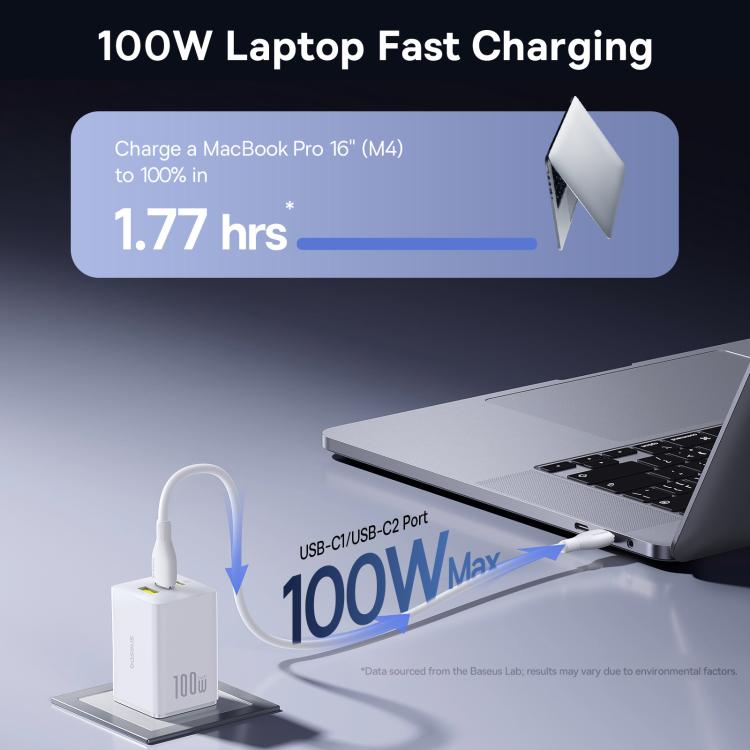 Baseus EnerFill FE11 Dual Type-C, USB-A 100W Fast Charger, Plug Type:US Plug