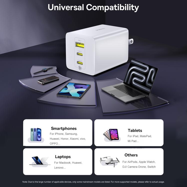 Baseus EnerFill FE11 Dual Type-C, USB-A 100W Fast Charger, Plug Type:US Plug