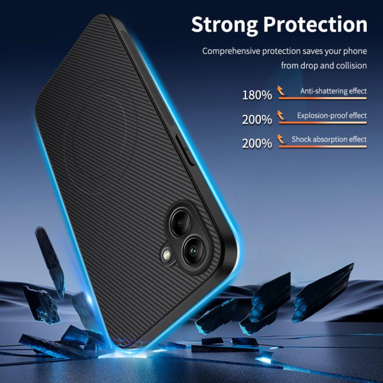 For Samsung Galaxy A07 4G WANLONFENG TQ1 Series Magnetic Carbon Fiber Texture Phone Case with 2pcs Screen Films