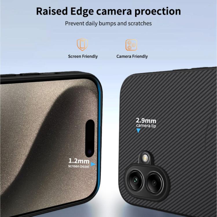 For Samsung Galaxy A06 5G WANLONFENG TQ1 Series Magnetic Carbon Fiber Texture Phone Case with 2pcs Screen Films
