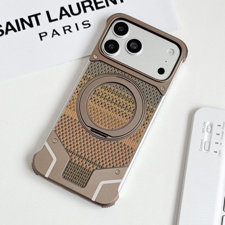 For iPhone 16 Plus Thread Woven Armor Frameless Magnetic Holder Phone Case