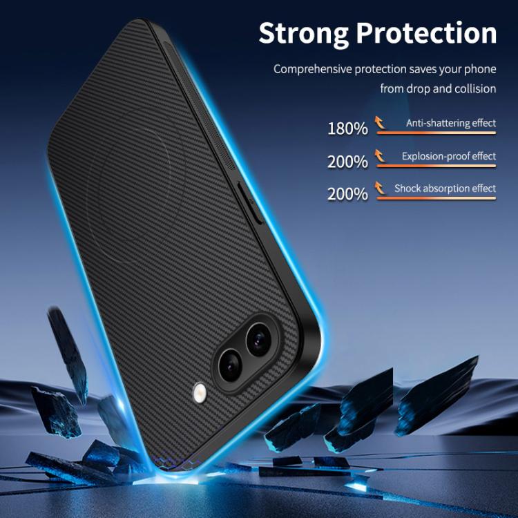 For Google Pixel 9a WANLONFENG TQ1 Series Magnetic Carbon Fiber Texture Phone Case with 2pcs Screen Films