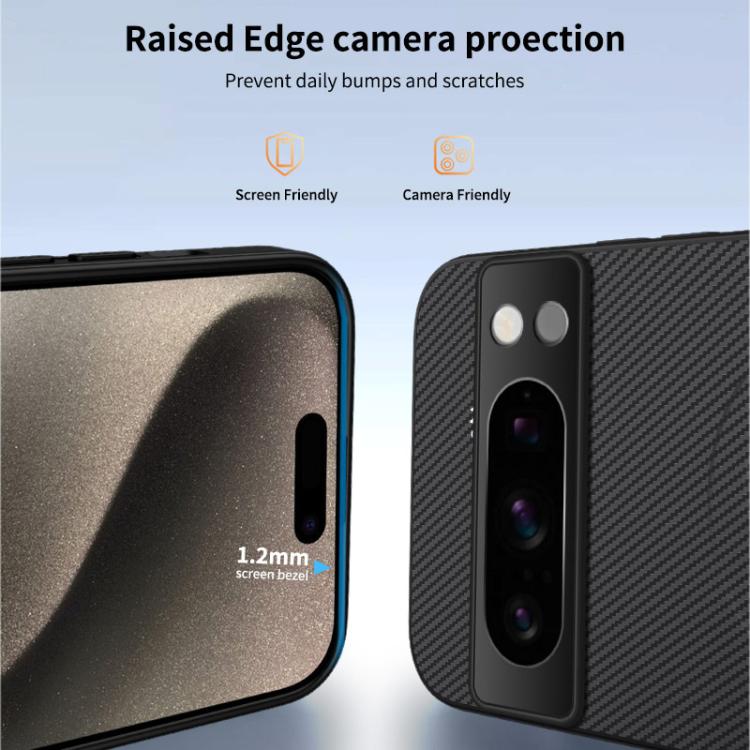 For Google Pixel 8 Pro WANLONFENG TQ1 Series Magnetic Carbon Fiber Texture Phone Case with 2pcs Screen Films